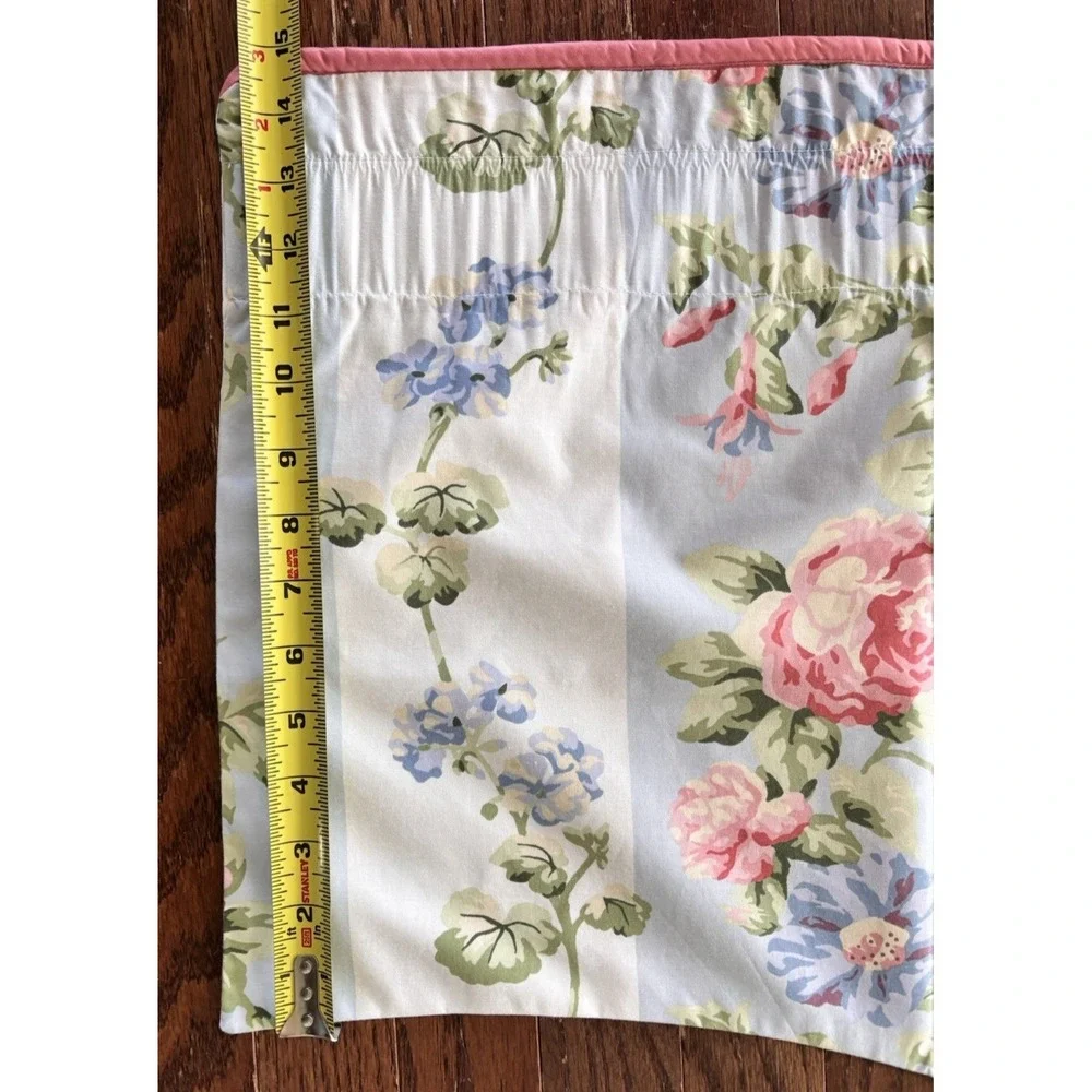 VTG 90s Cottagecore Laura Ashley Country Rose Blue Stripe 4 Custom Valances